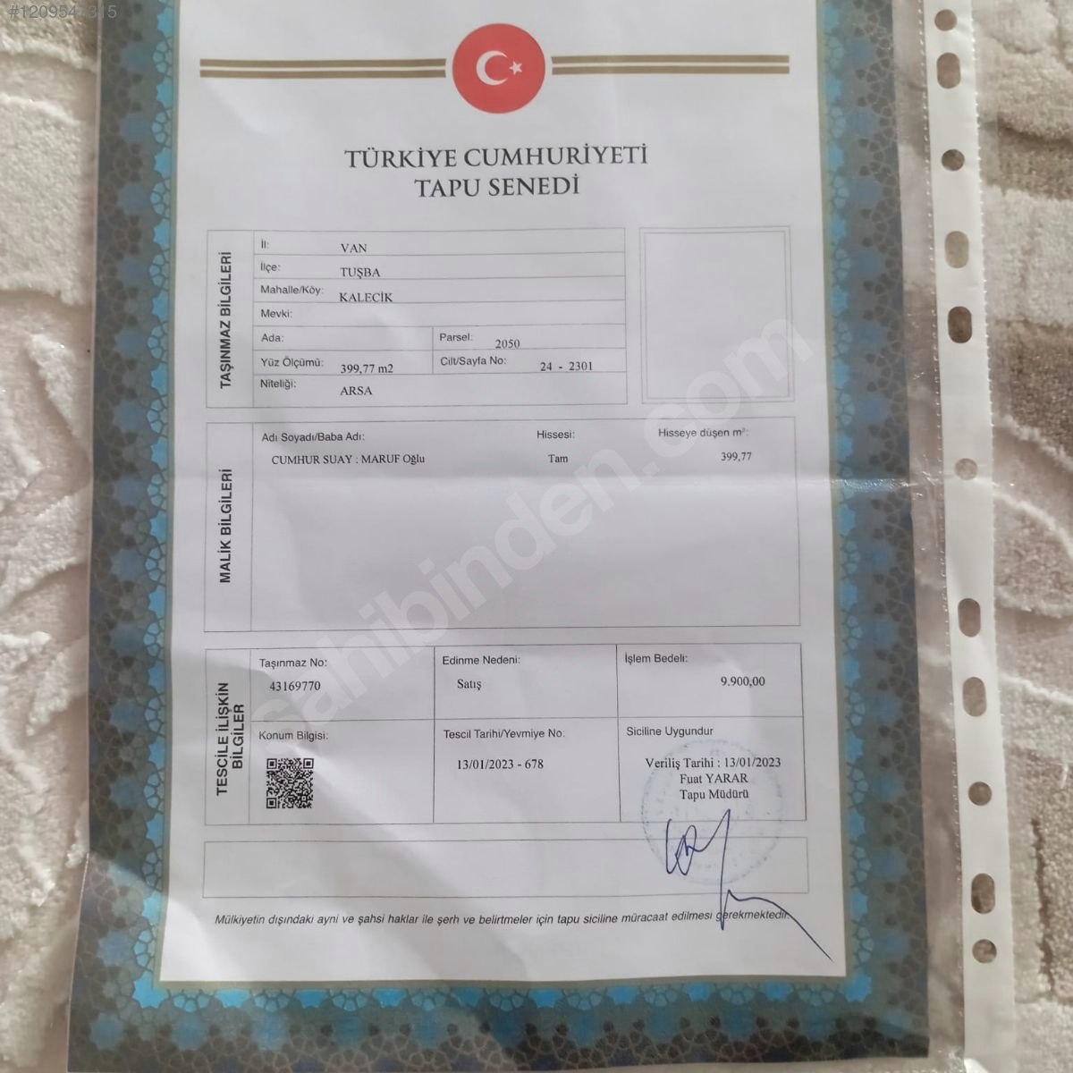 VAN TUŞBA KALECİK KÖYÜ’NDE 399 M² ARSA SATILIKTIR  - VAN TUŞBA fotoğraf 5
